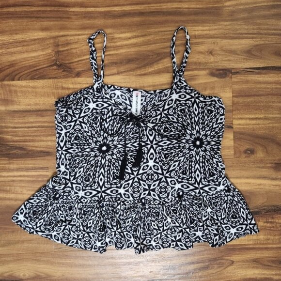 Bethany Mota Boho Black and White Tie Tank Top Size Small - Picture 1 of 4